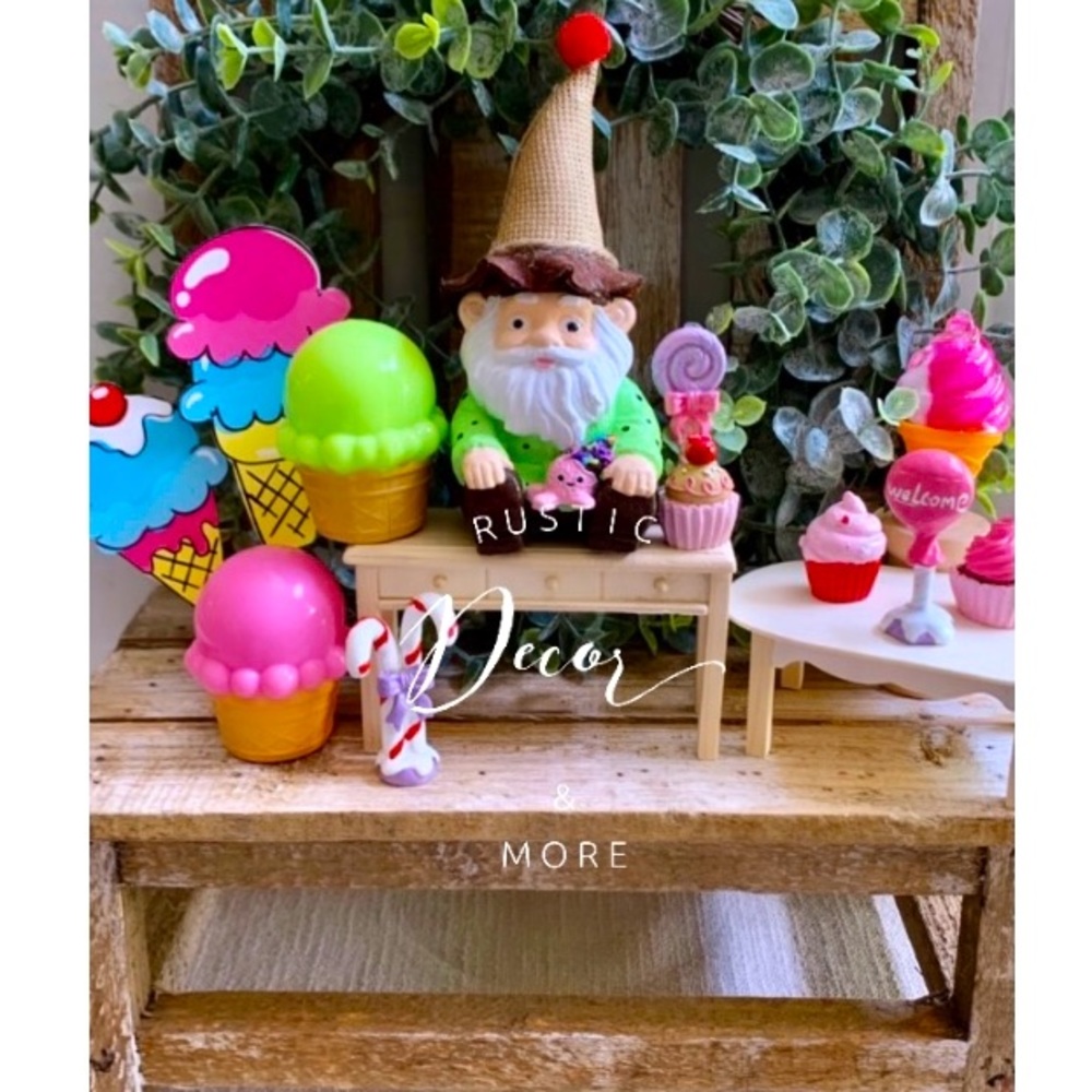 Ice Cream  Cone Theme Gnome For Your Tier Trays